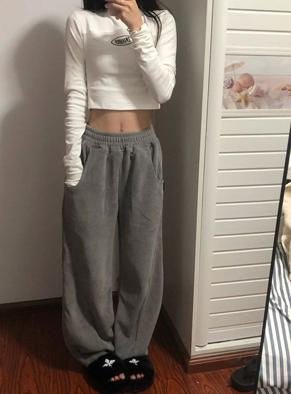 Derong 240 g ženski crop top s dugim rukavima — uski kroj, bijela