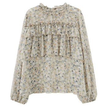 Ženska šifon bluza s cvjetnim printom, francuski retro stil, elegantna