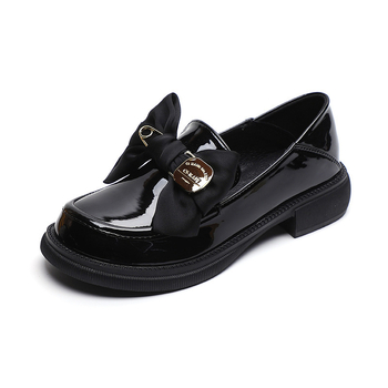 600-32 Ženske loaferice s debelim potplatom, 2026 novi retro kožni cipeli s crnom mašnom, mekan potplatom, slip-on