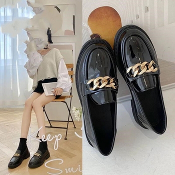 Γυναικείοι Slip-On loafers από PU δέρμα, επίπεδα παπούτσια σε στυλ κολλεγίου, βρετανικό στυλ, JK μικρά δερμάτινα παπούτσια