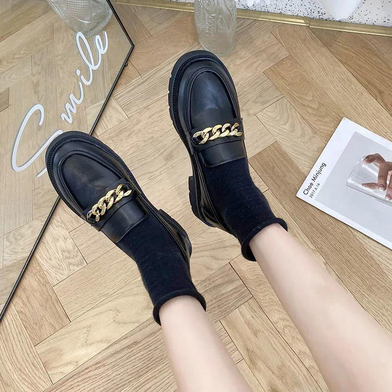 Γυναικείοι Slip-On loafers από PU δέρμα, επίπεδα παπούτσια σε στυλ κολλεγίου, βρετανικό στυλ, JK μικρά δερμάτινα παπούτσια
