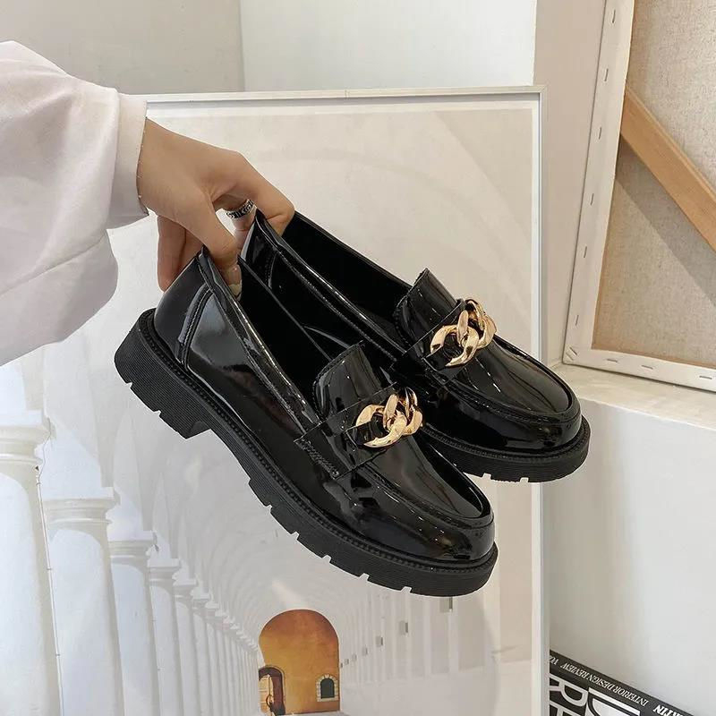 Γυναικείοι Slip-On loafers από PU δέρμα, επίπεδα παπούτσια σε στυλ κολλεγίου, βρετανικό στυλ, JK μικρά δερμάτινα παπούτσια