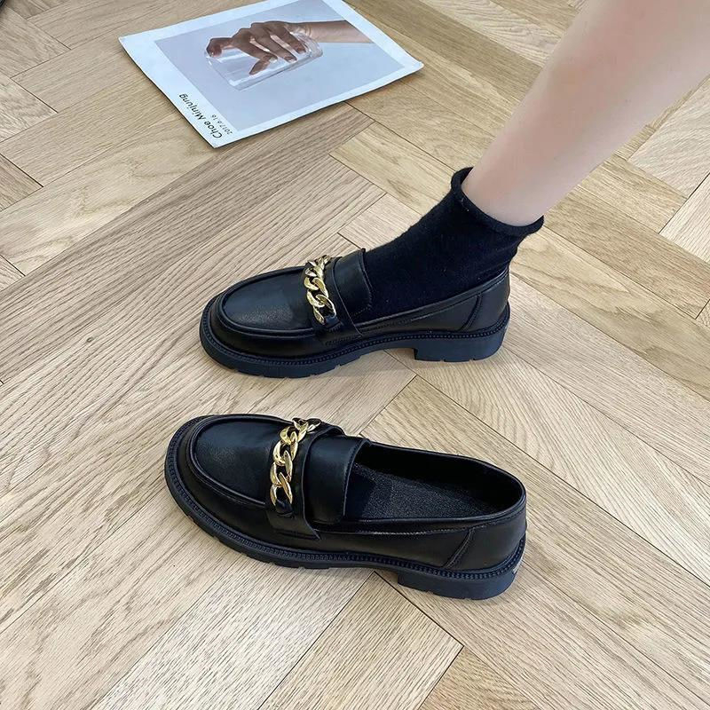 Γυναικείοι Slip-On loafers από PU δέρμα, επίπεδα παπούτσια σε στυλ κολλεγίου, βρετανικό στυλ, JK μικρά δερμάτινα παπούτσια