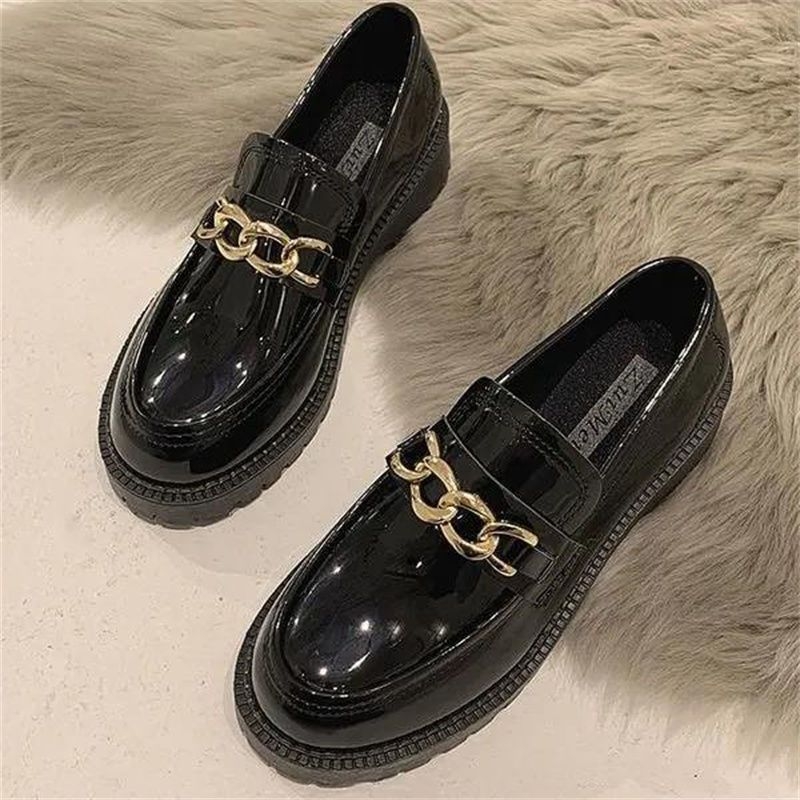 Γυναικείοι Slip-On loafers από PU δέρμα, επίπεδα παπούτσια σε στυλ κολλεγίου, βρετανικό στυλ, JK μικρά δερμάτινα παπούτσια