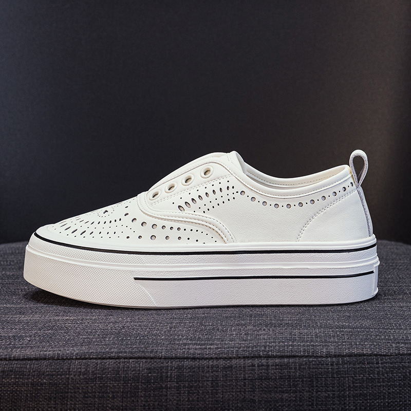 Loaferi femei albi BRYX, toamnă 2025 - vârf rotund, talpă groasă, pantofi sport casual
