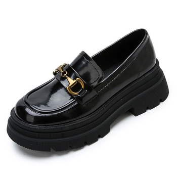 Ženske loafers od prave kože s debelom potplatom, fleece podstavom, britanski stil, slip-on cipele