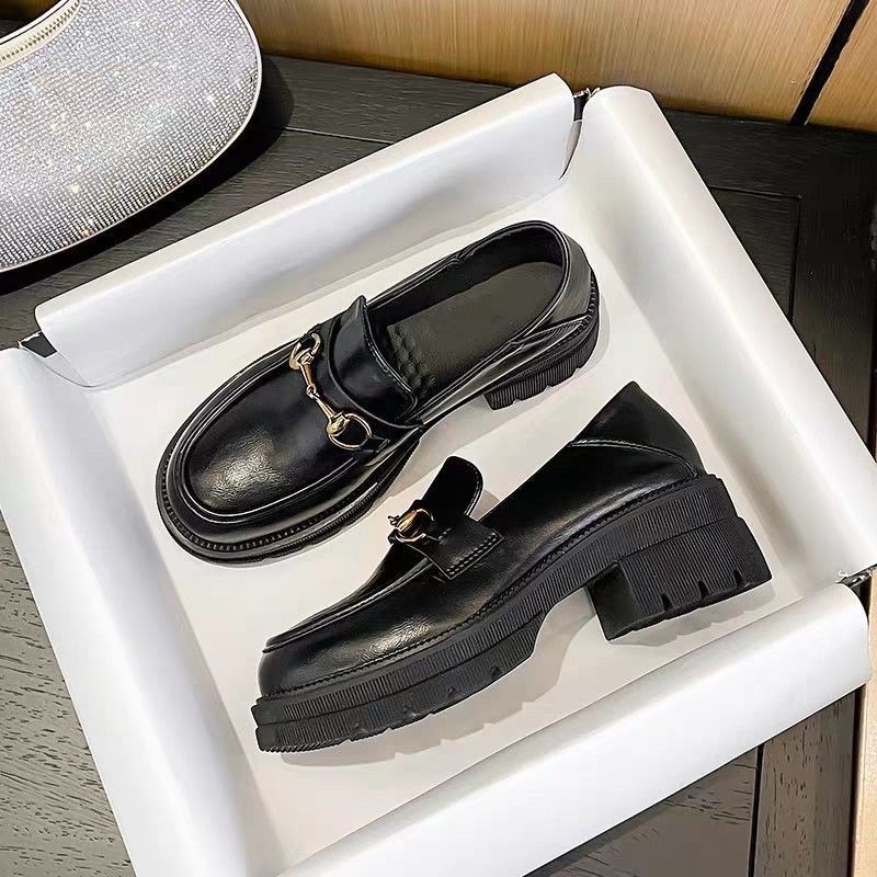 Ženske loafers od prave kože s debelom potplatom, fleece podstavom, britanski stil, slip-on cipele