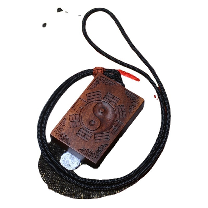 Prívesok z dreva Jujube s amuletom ôsmich trigramov, moderný minimalistický štýl