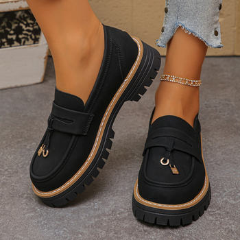 Női platformos loaferek nagy méretekhez, all-season brit stílusú slip-on, PU felsőrész, gumírozott talp