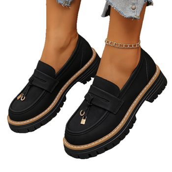 Női platformos loaferek nagy méretekhez, all-season brit stílusú slip-on, PU felsőrész, gumírozott talp