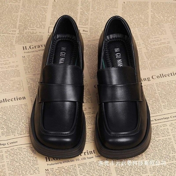 Ženske loaferice s debelim petom i četvrtastim vrhom, slip-on, kožne cipele Mary Jane, 2025 proljeće retro