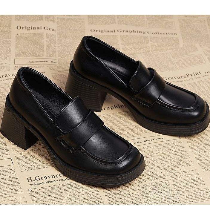 Ženske loaferice s debelim petom i četvrtastim vrhom, slip-on, kožne cipele Mary Jane, 2025 proljeće retro