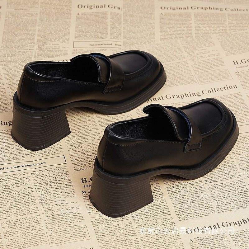 Ženske loaferice s debelim petom i četvrtastim vrhom, slip-on, kožne cipele Mary Jane, 2025 proljeće retro