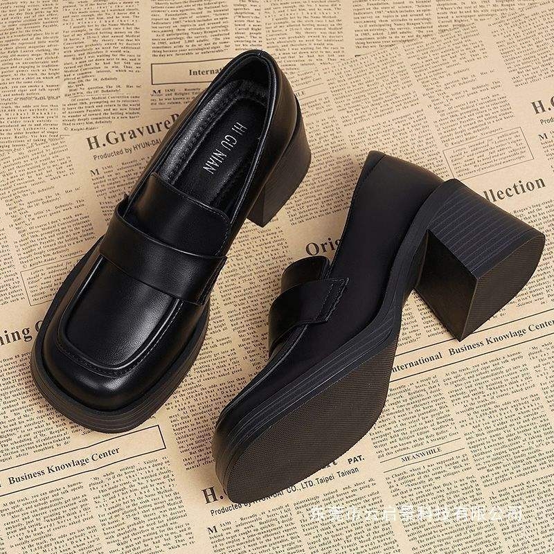 Ženske loaferice s debelim petom i četvrtastim vrhom, slip-on, kožne cipele Mary Jane, 2025 proljeće retro