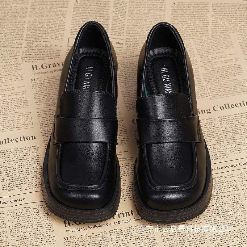 Ženske loaferice s debelim petom i četvrtastim vrhom, slip-on, kožne cipele Mary Jane, 2025 proljeće retro