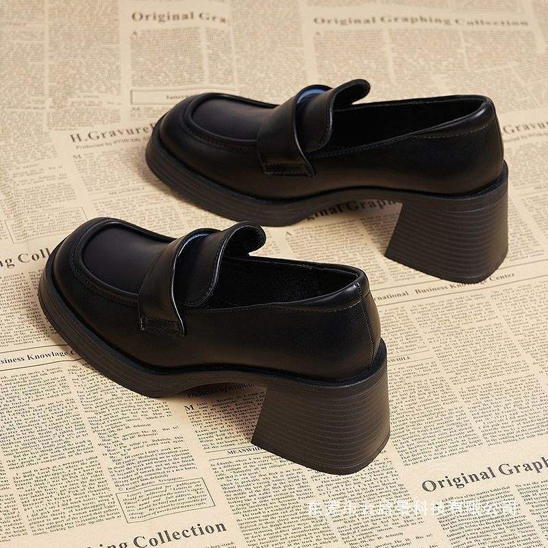 Ženske loaferice s debelim petom i četvrtastim vrhom, slip-on, kožne cipele Mary Jane, 2025 proljeće retro