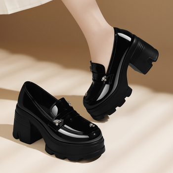 Γυναικείοι loafers με φαρδιά σόλα και πλατφόρμα, βρετανικού στυλ, slip-on παπούτσια