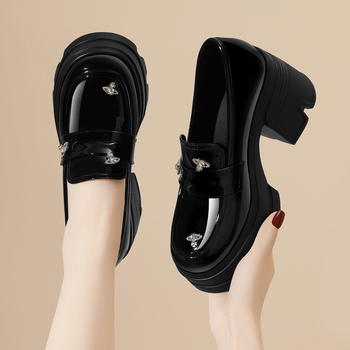 Γυναικείοι loafers με φαρδιά σόλα και πλατφόρμα, βρετανικού στυλ, slip-on παπούτσια
