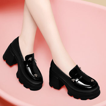 Γυναικείοι loafers με φαρδιά σόλα και πλατφόρμα, βρετανικού στυλ, slip-on παπούτσια