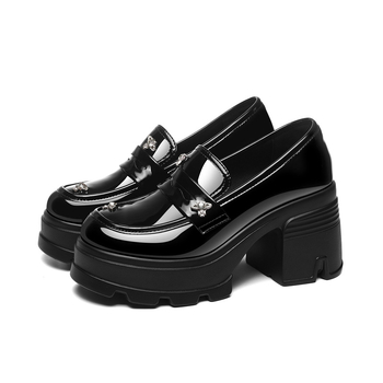 Γυναικείοι loafers με φαρδιά σόλα και πλατφόρμα, βρετανικού στυλ, slip-on παπούτσια