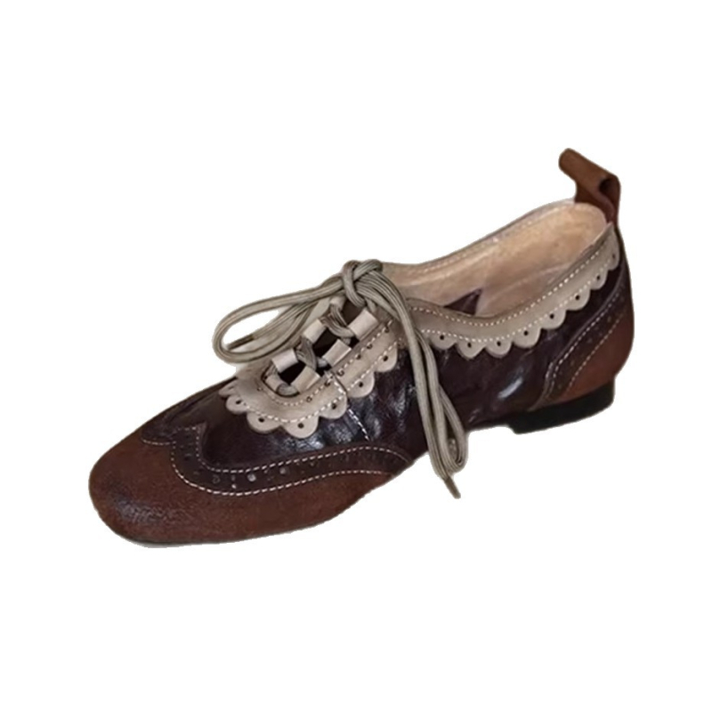 Ženski loaferi od ovčje kože – mekana potplat, ravne cipele s okruglim vrhom, retro stil