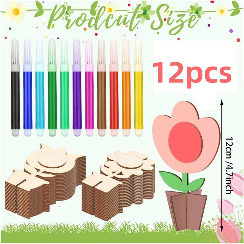 Drevený 3D kvet DIY set – ručne vyrábané ozdoby pre deti, vzdelávací remeselný projekt, domáca dekorácia