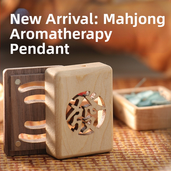 Drevený prívesok na aromaterapiu s motívom Mahjong pre otvor ventilácie v aute, otvorený dizajn, prispôsobiteľný laserovou gravírovaním