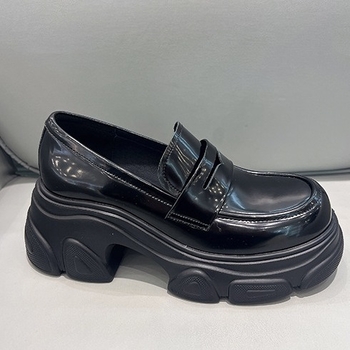 Női vastag talpú loaferek beépített magassággal, Mary Jane slip-on cipő
