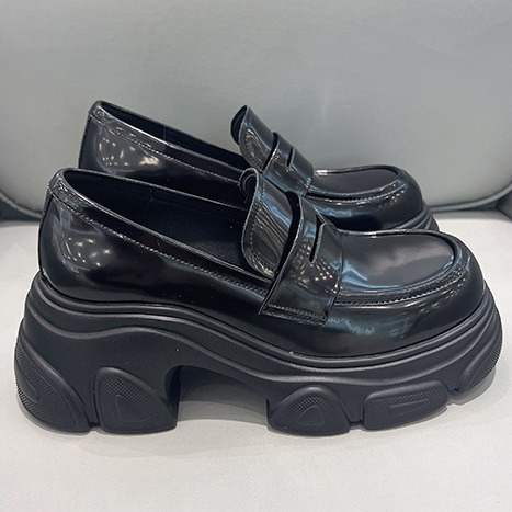 Női vastag talpú loaferek beépített magassággal, Mary Jane slip-on cipő