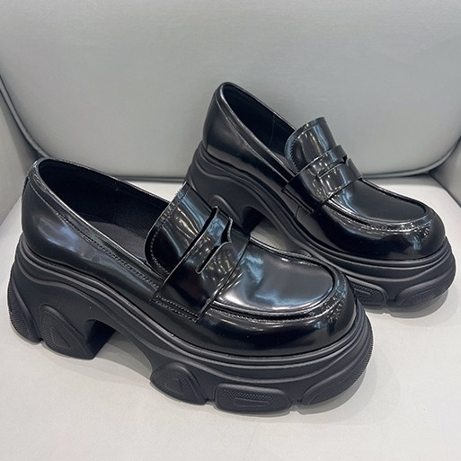 Női vastag talpú loaferek beépített magassággal, Mary Jane slip-on cipő