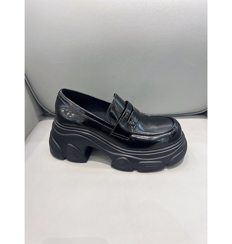 Női vastag talpú loaferek beépített magassággal, Mary Jane slip-on cipő