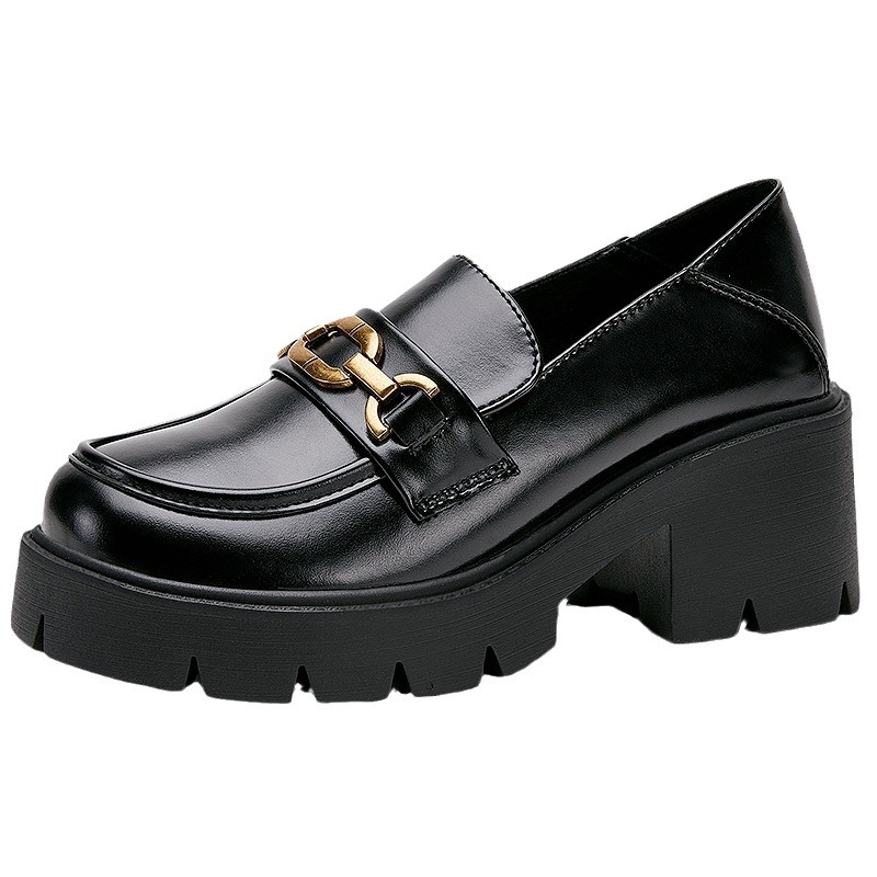 Γυναικεία Mary Jane loafers με χοντρό τακούνι, 3-6 cm, PU δερματίνη, βρετανικού στυλ