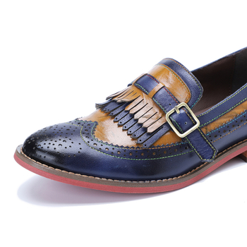 Loafers dama cu ciucuri și blocuri de culoare, partea superioară din piele de capră, confortabile pentru purtare zilnică, primăvară-vară 2024