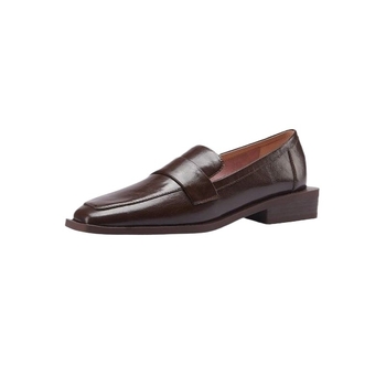 Női loaferek négyszögletes orrú, brit stílusú, slip-on, alacsony sarok, csíkos mintázat