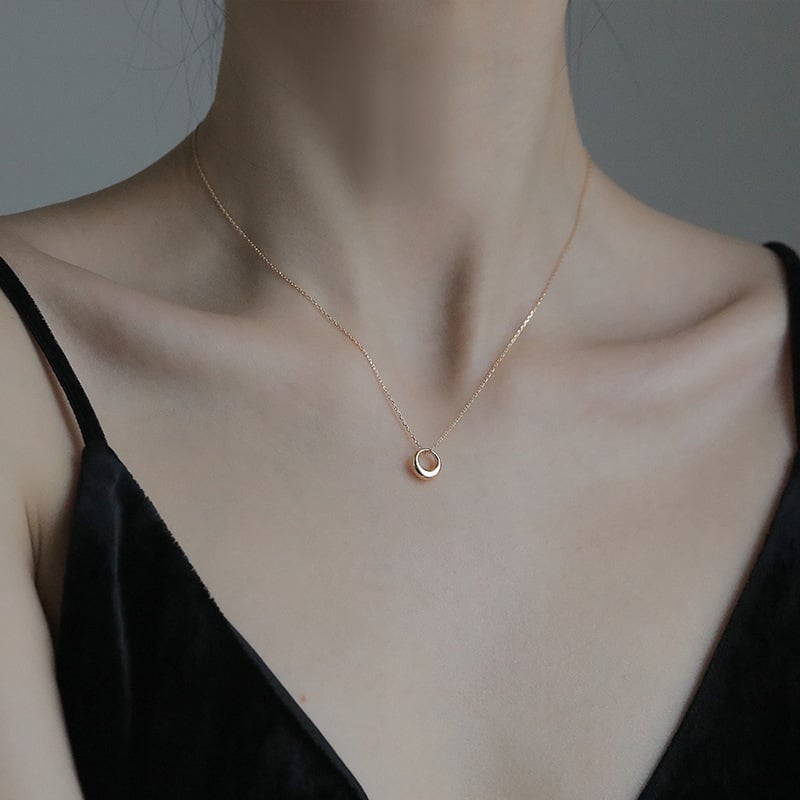 Srebro 925 Geometrijski krug ogrlica za žene, minimalistički lančić za ključnicu, elegantan dizajn nakita