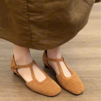 Ženske retro tkanine rimske sandale s kvadratnim nosom i debelim petom, Mary Jane stil, 2025