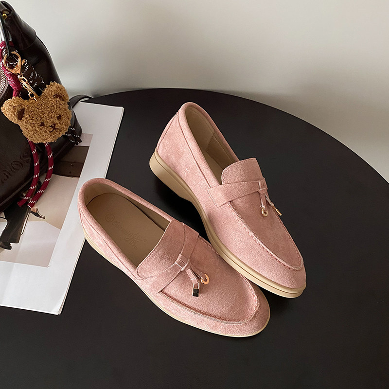 Női magasságot növelő bojtos csatos loafers, slip-on, valódi bőr, puha talp, régi pénz stílus