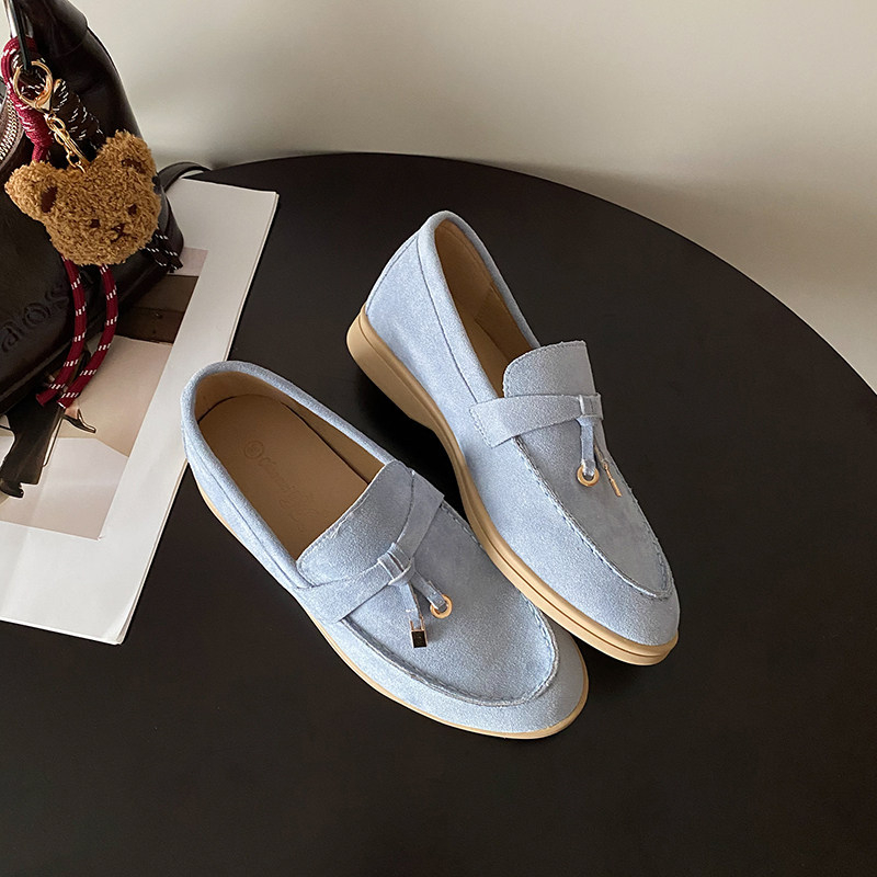 Női magasságot növelő bojtos csatos loafers, slip-on, valódi bőr, puha talp, régi pénz stílus