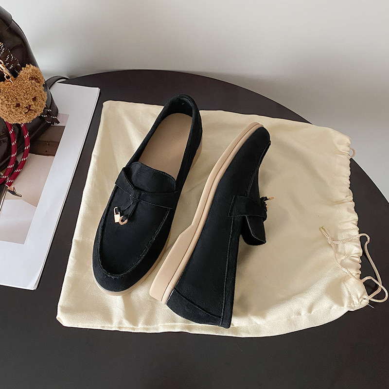 Női magasságot növelő bojtos csatos loafers, slip-on, valódi bőr, puha talp, régi pénz stílus