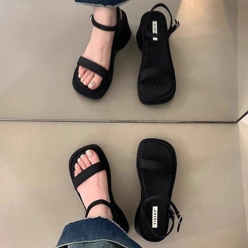 Női platformos szandál, klín talppal, nyár 2025, római stílus, tündér stílus
