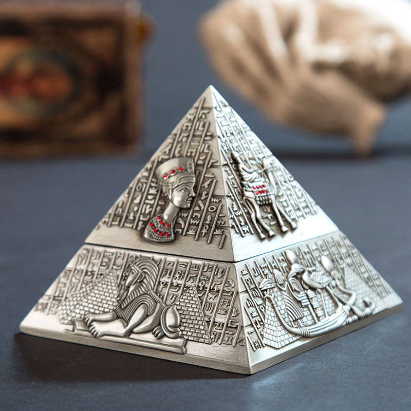 Popolník s kovovou pyramídou v európskom štýle – Egyptský faraon, dekoratívny domáci doplnok, praktický