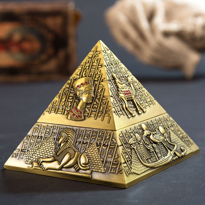 Popolník s kovovou pyramídou v európskom štýle – Egyptský faraon, dekoratívny domáci doplnok, praktický