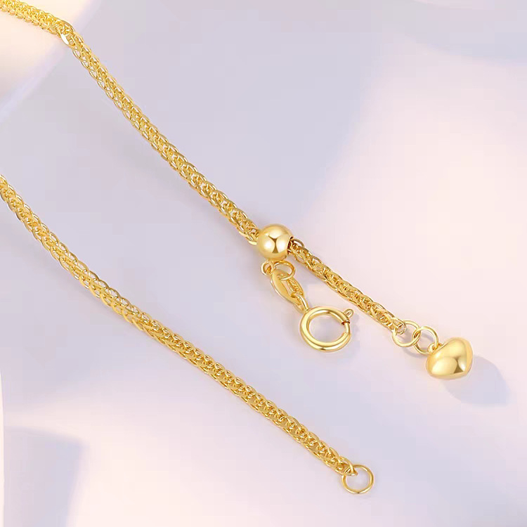 Bakreni kolijer s pozlaćenim završetkom, srcolni motiv, stil Chopard lanca, višeslojni, podesiva duljina 41–50 cm, bez privjeska, ženski lagani luksuz