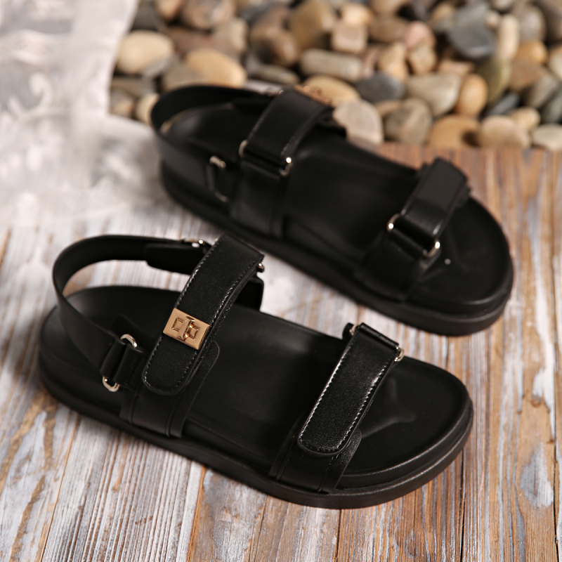 Női egypántos Velcro-s szandál, vastag talppal, divatos