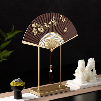 Čínske zen inšpirované dekoratívne dielo v tvare ventilátora, luxusná dekorácia do obývačky, vstupnej haly a čajovne, estetika dinastie Song
