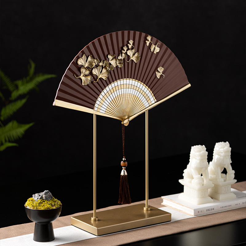 Čínske zen inšpirované dekoratívne dielo v tvare ventilátora, luxusná dekorácia do obývačky, vstupnej haly a čajovne, estetika dinastie Song