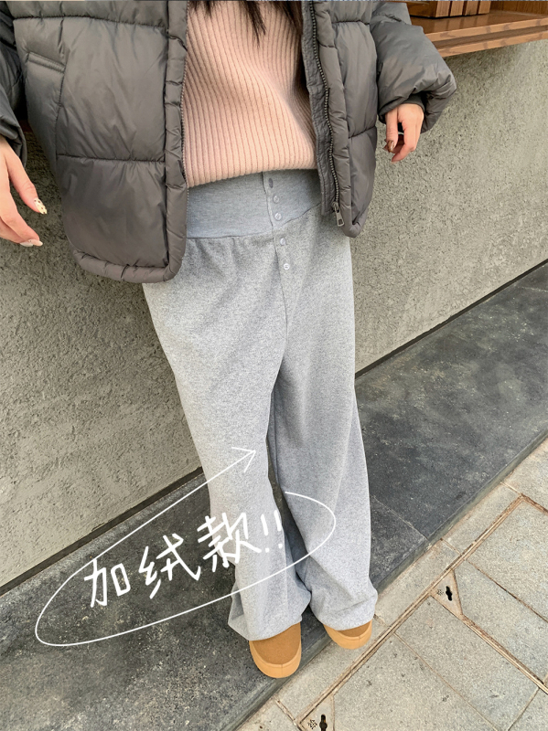 Yuyi ženske casual hlače s kopčama, široke nogavice, drapiran struk, korejski stil, jesen-zima 2025, model C517