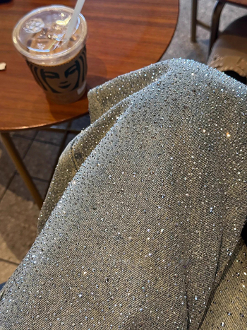 Ženske široke traperice s rhinestones u dizajnu zvjezdadanog neba, jesenska kolekcija, opuštena silueta, denim