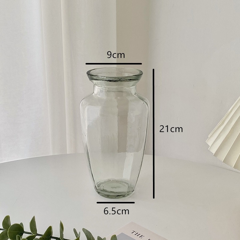 Nordický priehľadný sklenený váza do obývačky a spálne s skleným krytom, vhodný pre hydroponické alebo čerstvé kvety