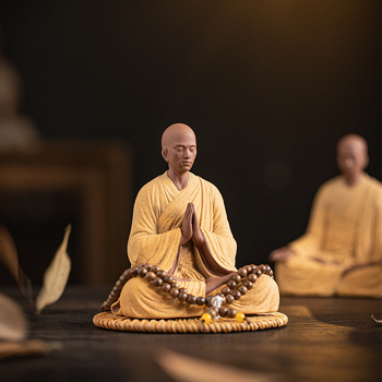 Ručne vyrobená keramická figura Zen mnícha pre domov, čínske zen štýl, doplnok do obývačky alebo čajovne